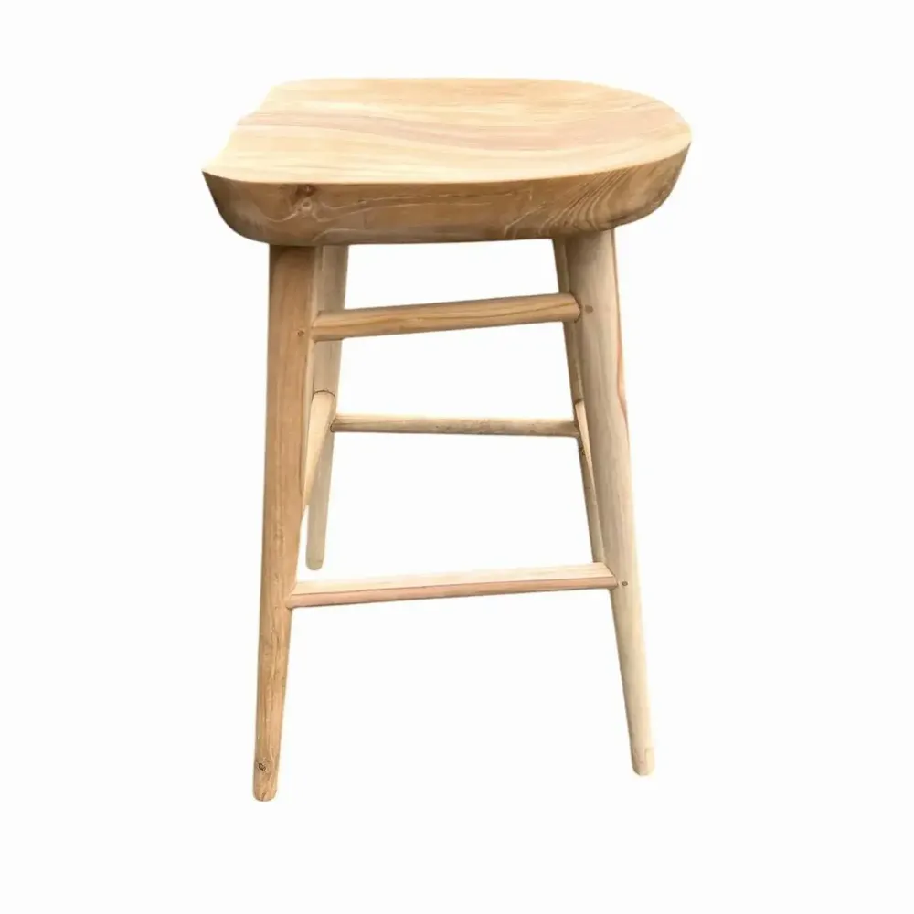 Tabourets - Tabouret de bar en Teck avec assise ergonomique. assise 75 - BALINAISA