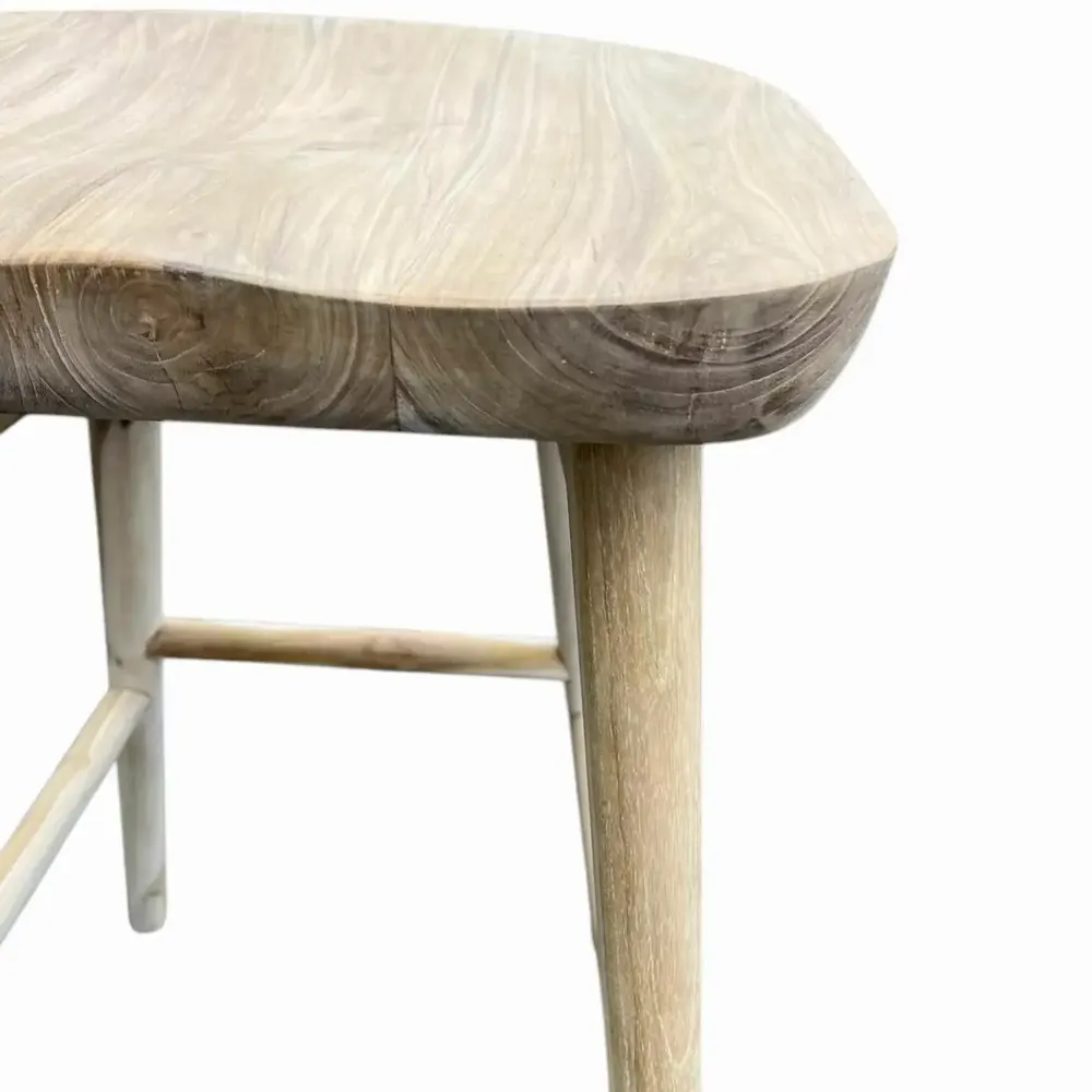 Tabourets - Tabouret de bar en Teck avec assise ergonomique. assise 75 - BALINAISA