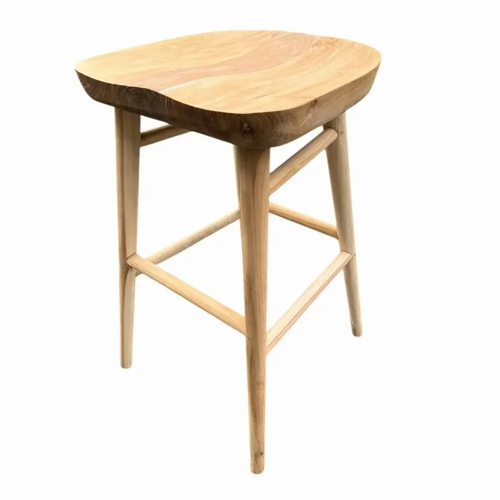 Tabourets - Tabouret de bar en Teck avec assise ergonomique. assise 75 - BALINAISA