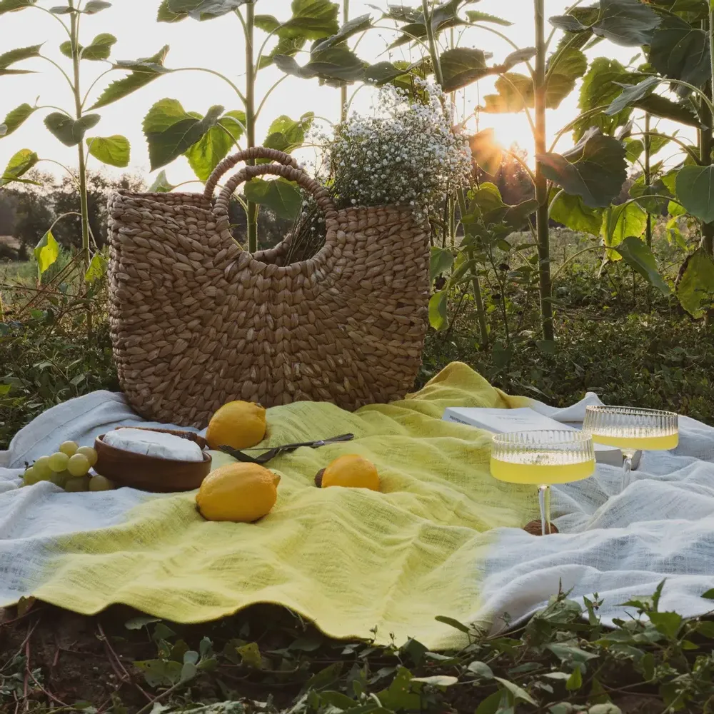Table cloths - TANDORI Dip & Dye cotton mini tablecloth 100x100 cm - BED AND PHILOSOPHY