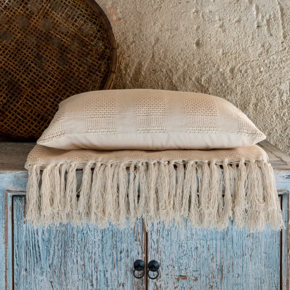 Fabric cushions - CROWN crochet cotton cushion cover 40x60 cm - BED AND PHILOSOPHY