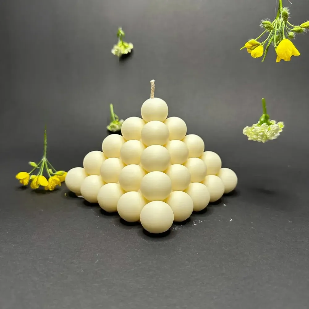 Candles - Pearl Pyramid Design Candle - Modern Home Accent - QUIET