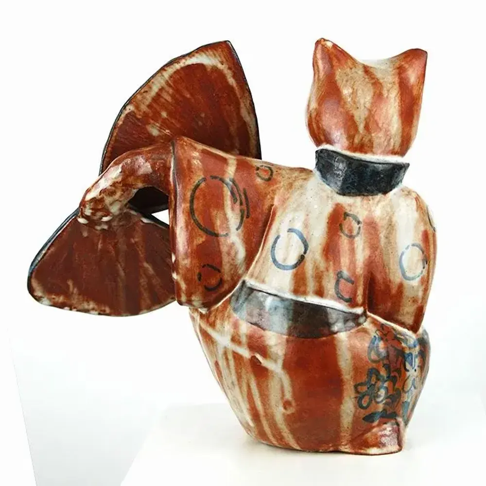 Céramique - Minato (chat aux éventails) - SABMULLER CERAMICS