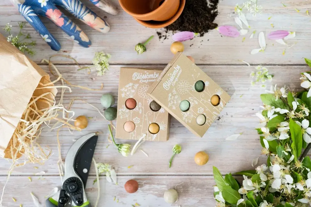 Cadeaux - Coffret cadeau Blossombs - Des fleurs pour toi - 4 bombes à graines - BLOSSOMBS