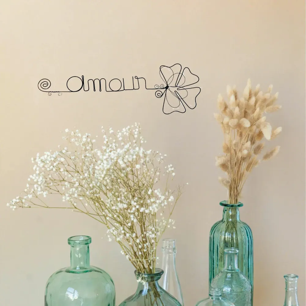 Other wall decoration - Clover Flower - "Love" - ​​Wire Wall Decoration - BIJOUX DE MUR