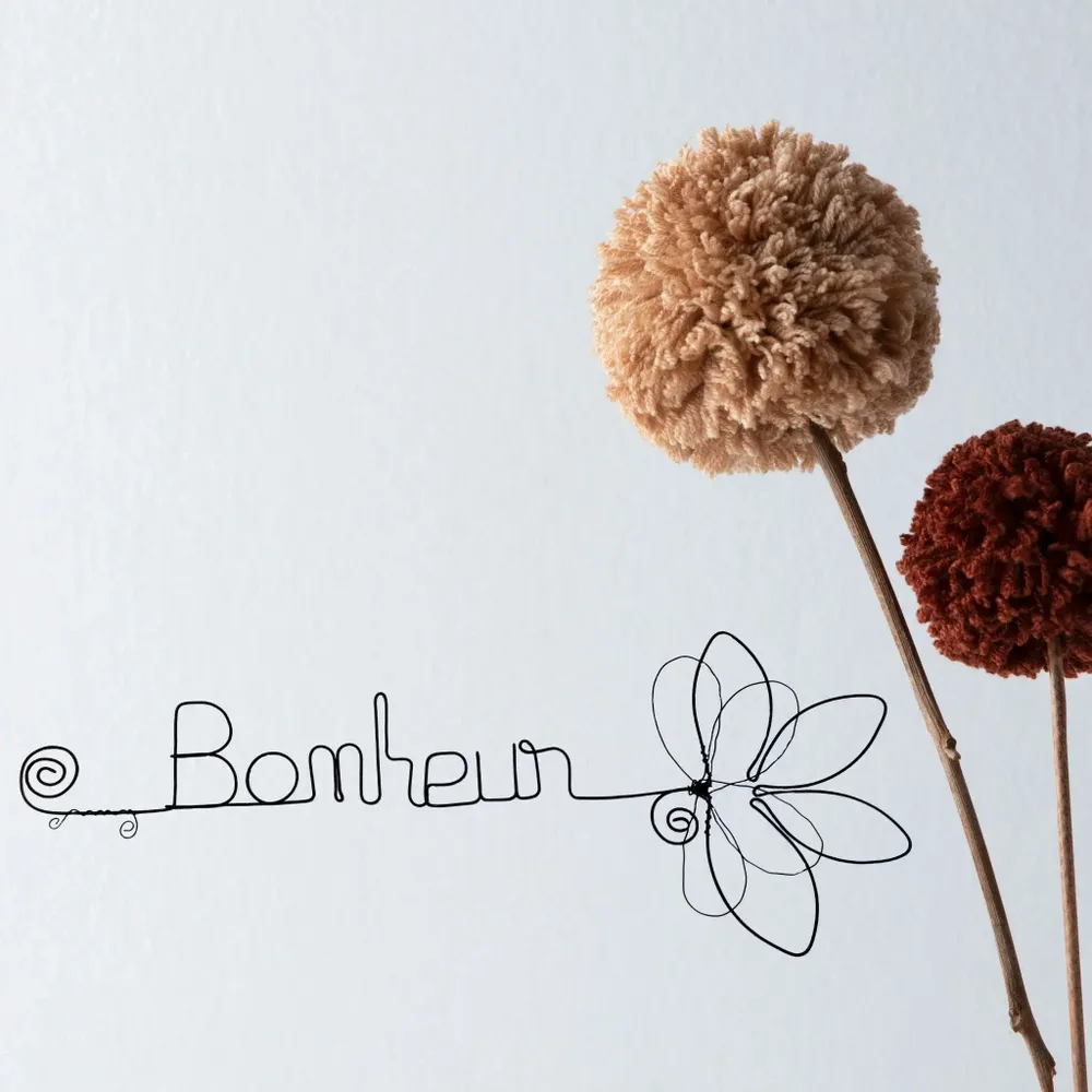 Autres décorations murales - Fleur de Lotus - "Bonheur" - Décoration murale en fil de fer - BIJOUX DE MUR