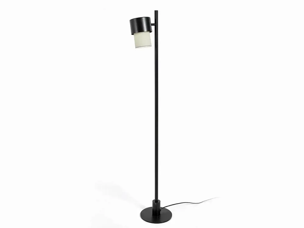 Floor lamps - KAN floor lamp in black or white with cotton shade - LUXCAMBRA