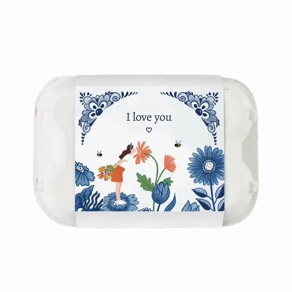 Gifts - Delft Blue Egg Box with 6 Seed Bombs – I Love You - BLOSSOMBS