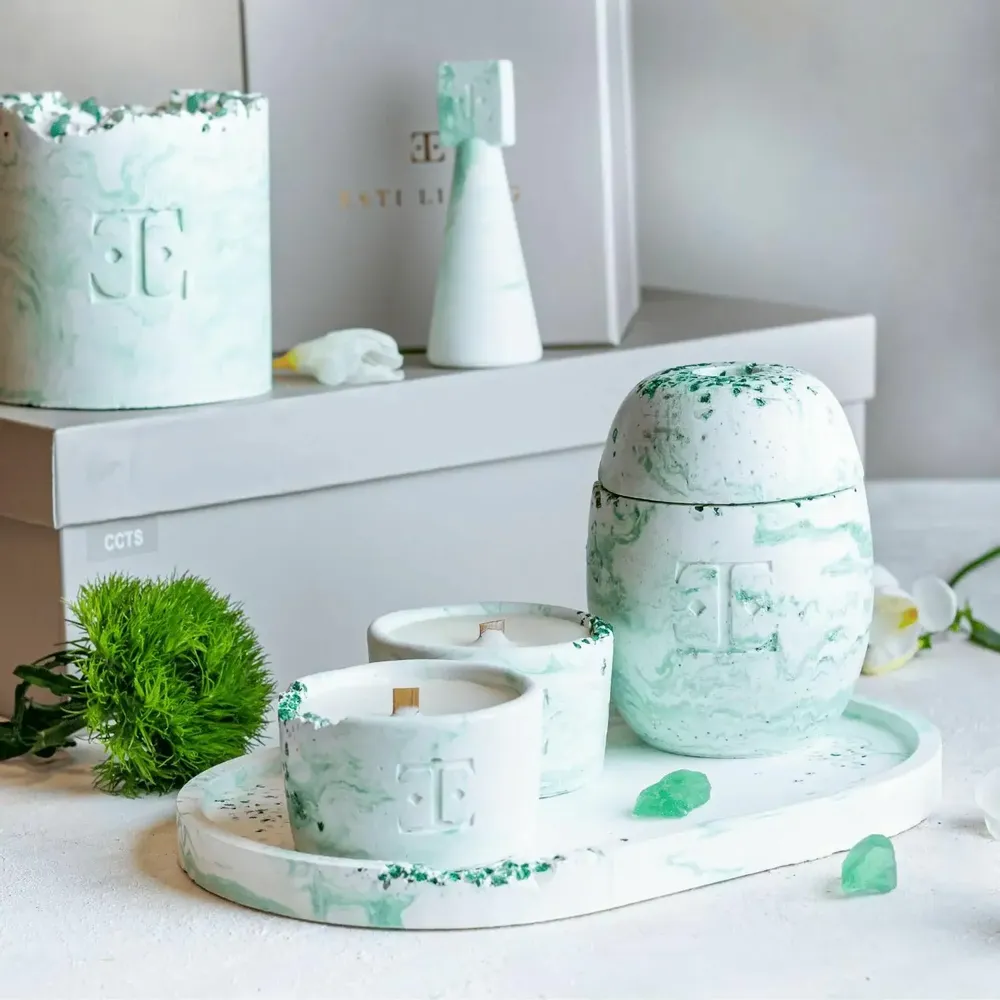 Candles - Mystic Green - Midi Set of 2 Candles - ESTI LIVING