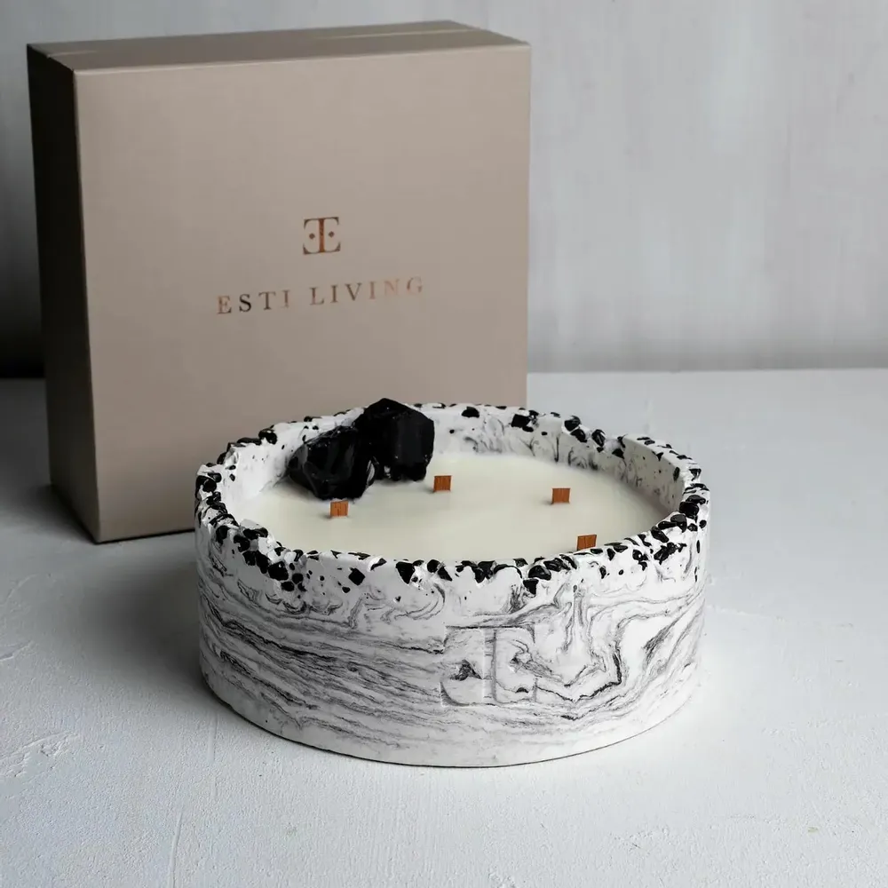 Bougies - Rose noire - Bougie Luna en Pierre Gemme - ESTI LIVING