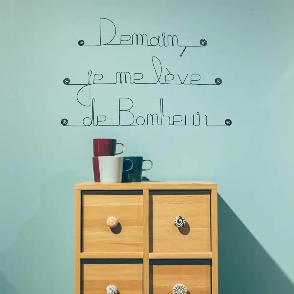Autres décorations murales - Citation Murale "Demain, je me lève de Bonheur" - BIJOUX DE MUR