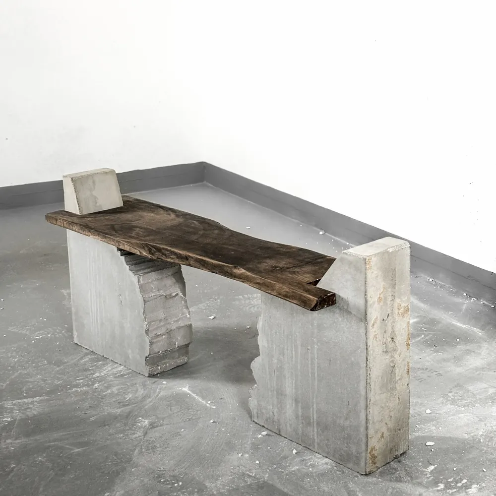 Benches - Concrete and Chestnut Wood Bench [FRAGMENT] - CASE STUDIOS