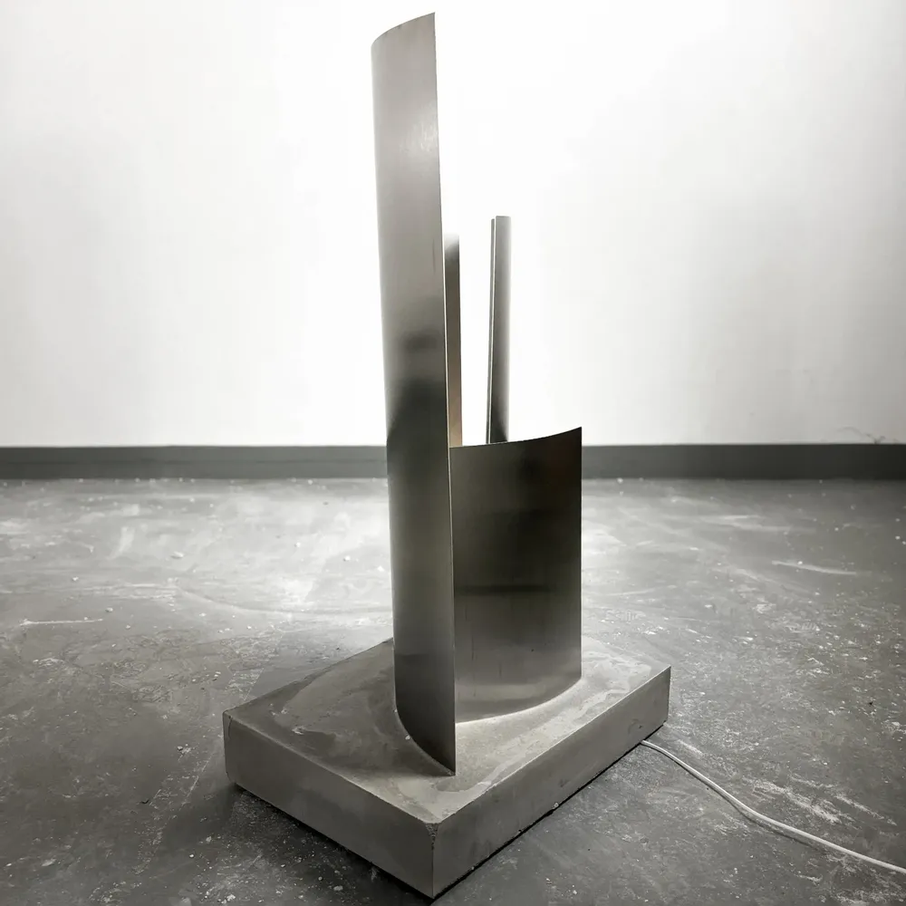 Floor lamps - Sculptural Concrete and Stainless Steel Standing Light [ESSENZ] - CASE STUDIOS