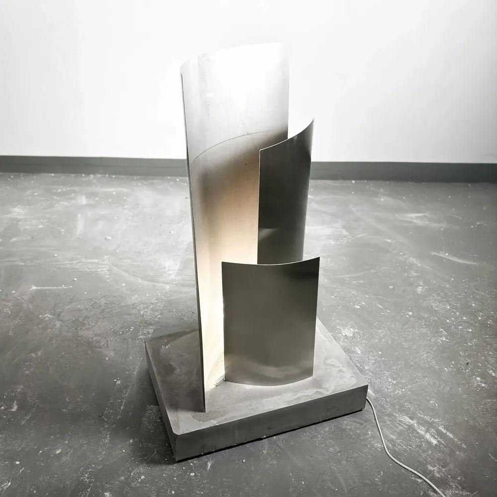 Floor lamps - Sculptural Concrete and Stainless Steel Standing Light [ESSENZ] - CASE STUDIOS