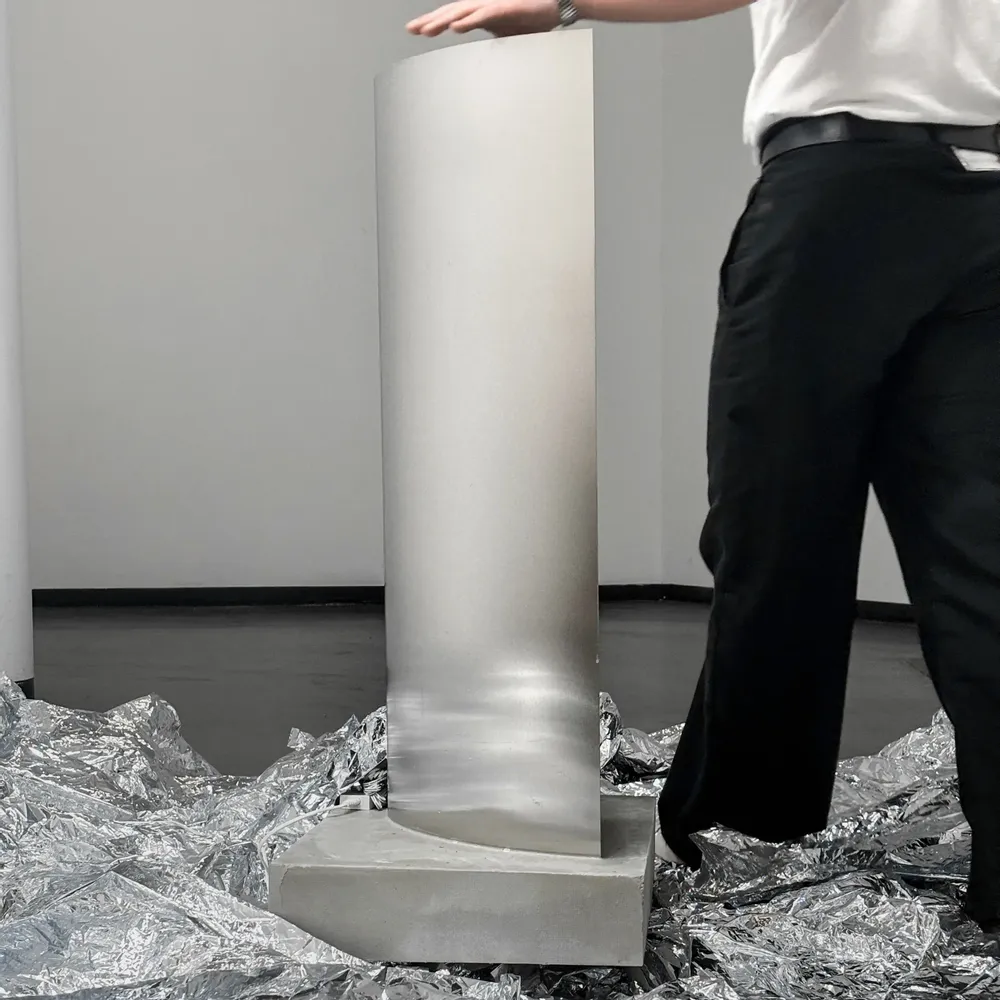 Floor lamps - Sculptural Concrete and Stainless Steel Standing Light [ESSENZ] - CASE STUDIOS