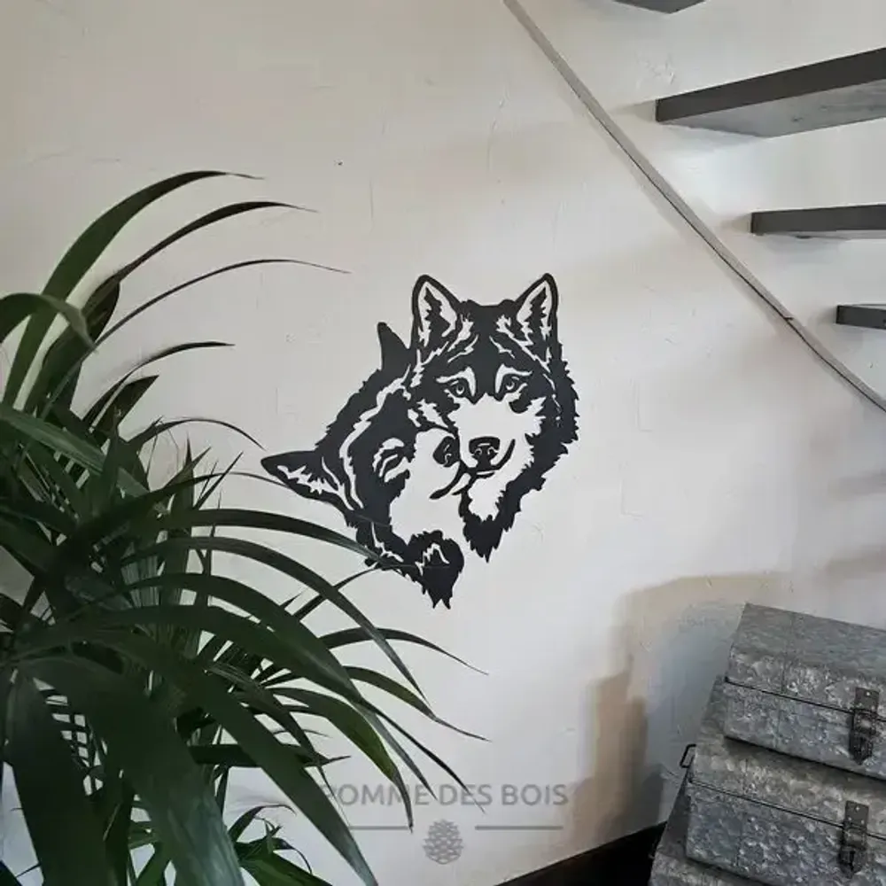 Paintings - Painting - Husky Wolf Couple - POMME DES BOIS