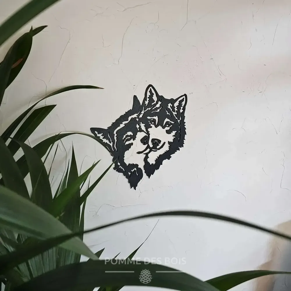 Paintings - Painting - Husky Wolf Couple - POMME DES BOIS