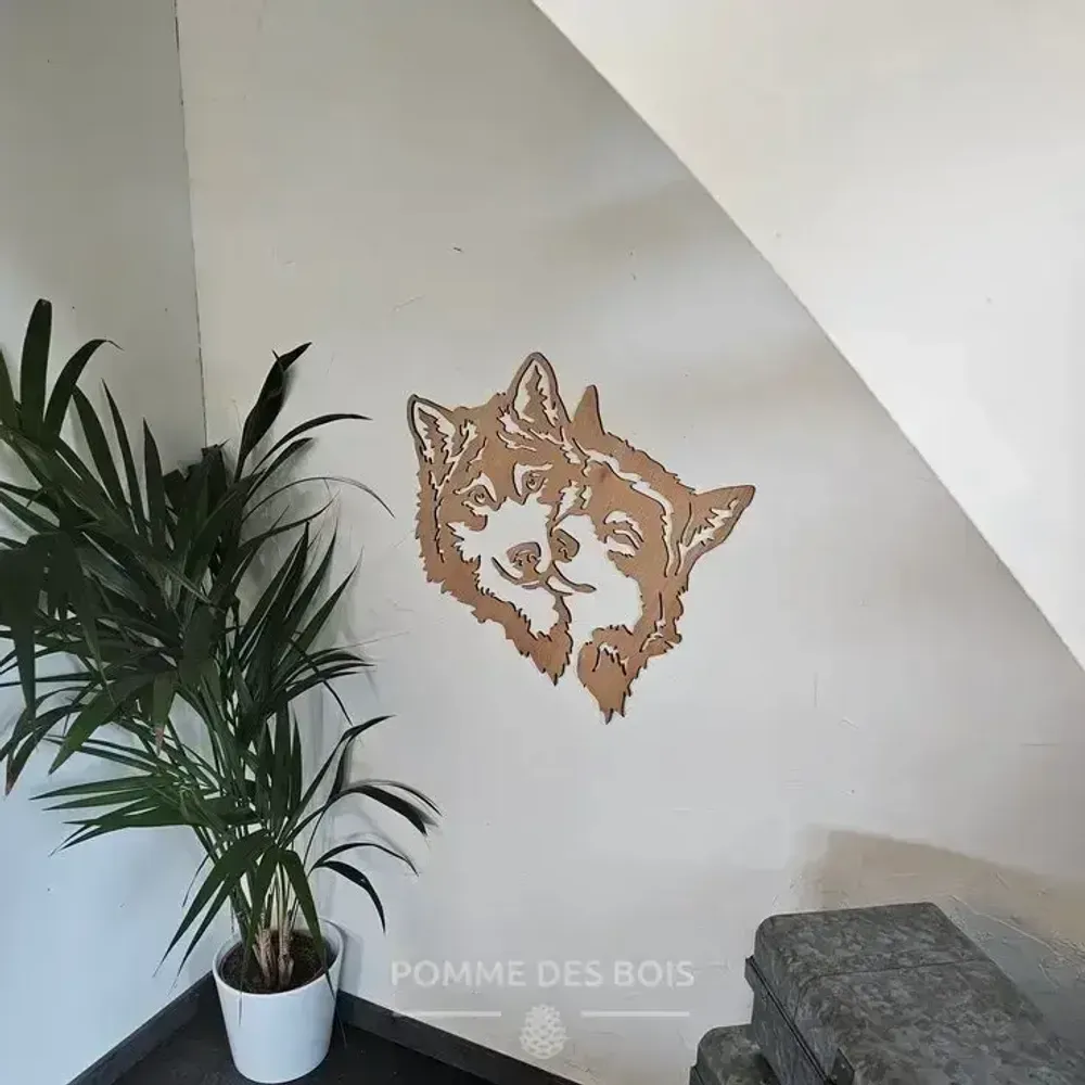 Paintings - Painting - Husky Wolf Couple - POMME DES BOIS