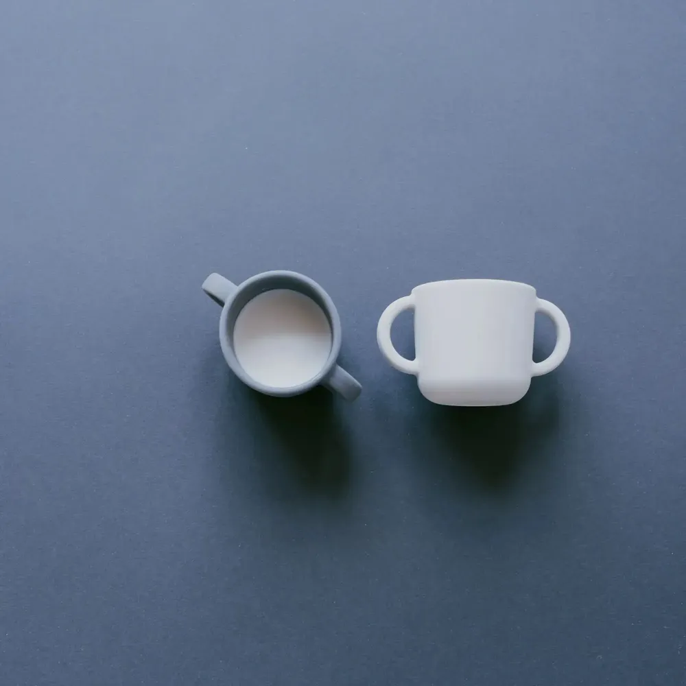 Children's mealtime - Silicone Cup with handles - 2 Pack Cloud / Storm - EKOBO