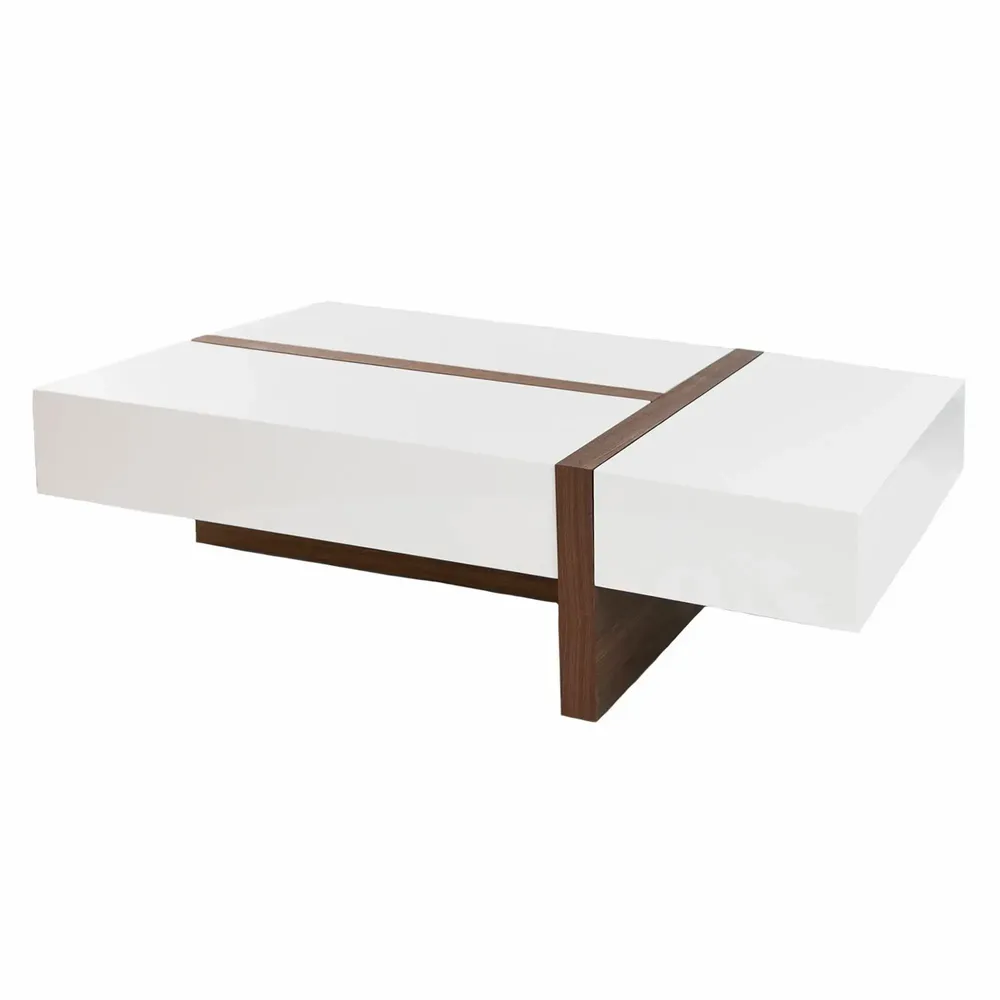 Tables basses - Table basse blanche et noyer - ANGEL CERDÁ