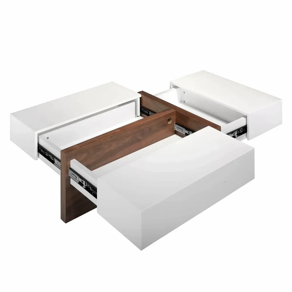 Tables basses - Table basse blanche et noyer - ANGEL CERDÁ