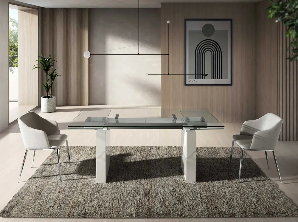 Chairs - Gray fabric upholstered Dining table chair - ANGEL CERDÁ