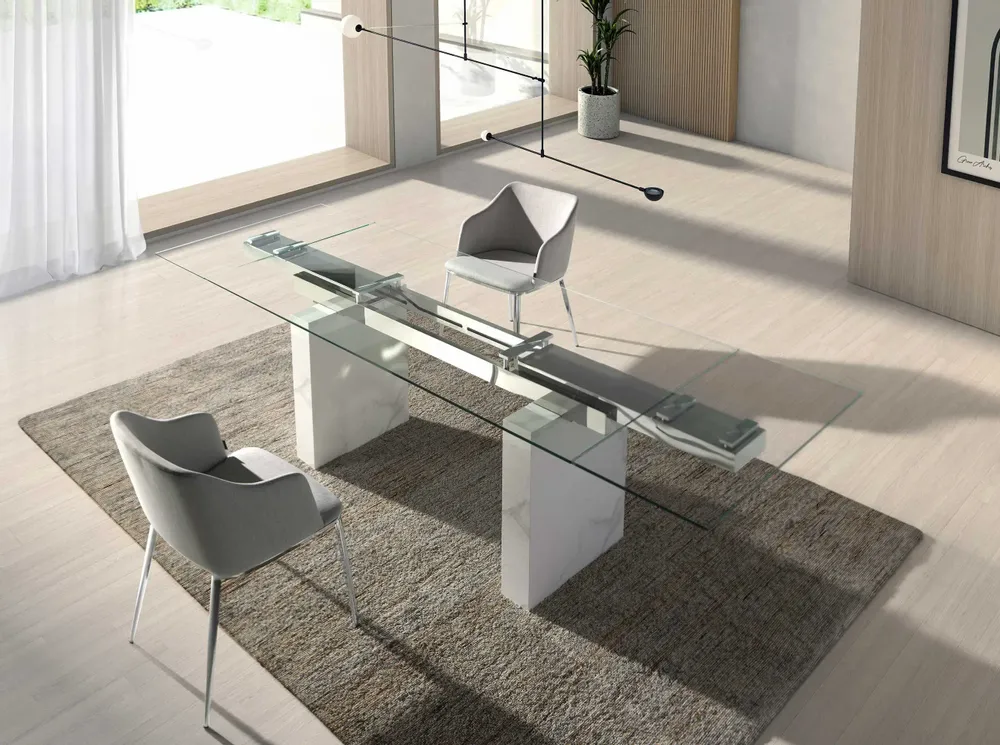 Chaises - Chaise de table à manger rembourrée en tissu gris - ANGEL CERDÁ