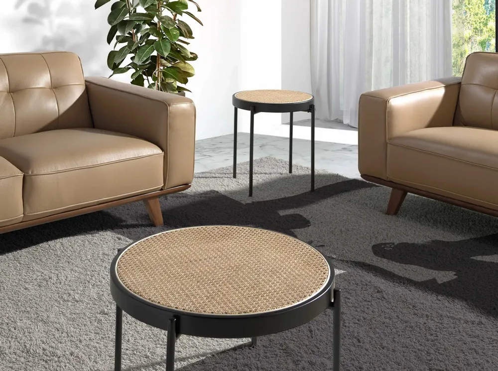 Tables basses - Table d'angle ronde en rotin - ANGEL CERDÁ