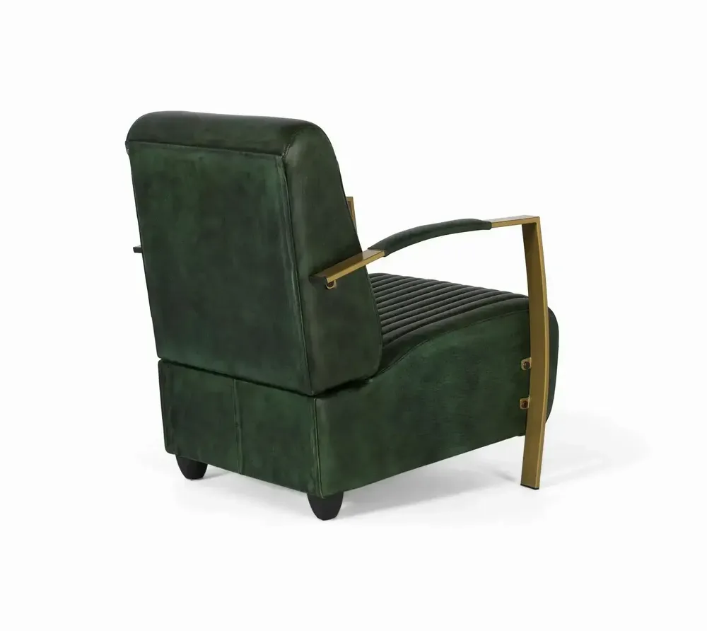 Armchairs - Armchair covered in natural leather with gold metal structure - GINER Y COLOMER