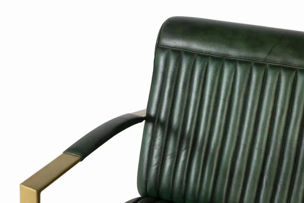 Armchairs - Armchair covered in natural leather with gold metal structure - GINER Y COLOMER