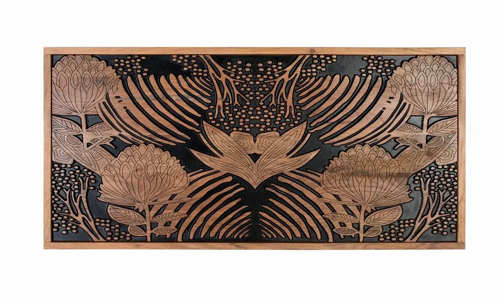 Lits - Tête de lit en bois d'acacia naturel et noir - GINER Y COLOMER