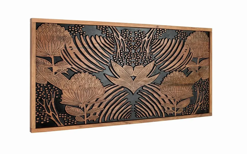 Lits - Tête de lit en bois d'acacia naturel et noir - GINER Y COLOMER