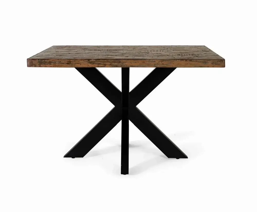 Tables Salle à Manger - Table à manger 4 places en bois recyclé multicolore diamètre 120 - GINER Y COLOMER