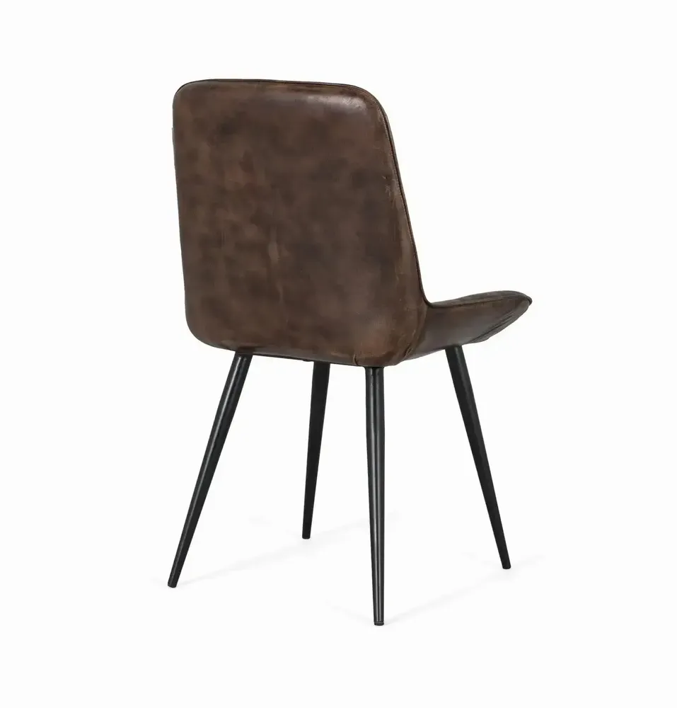 Chaises - Chaise rembourrée en cuir gris cendré - GINER Y COLOMER