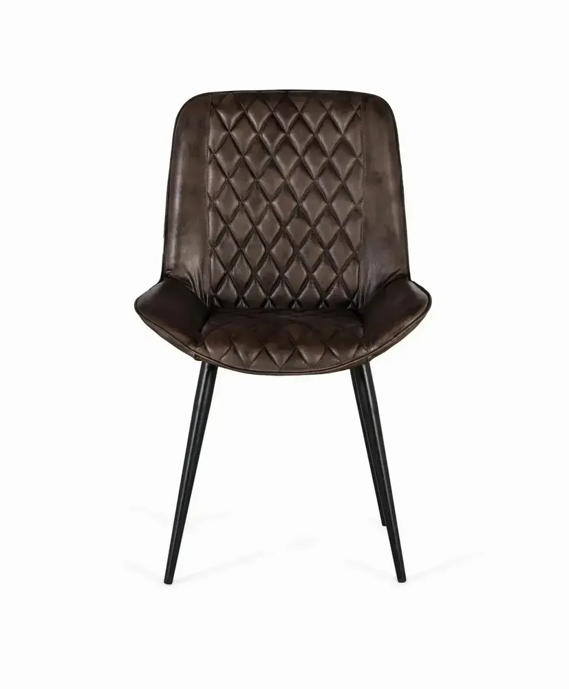 Chaises - Chaise rembourrée en cuir gris cendré - GINER Y COLOMER