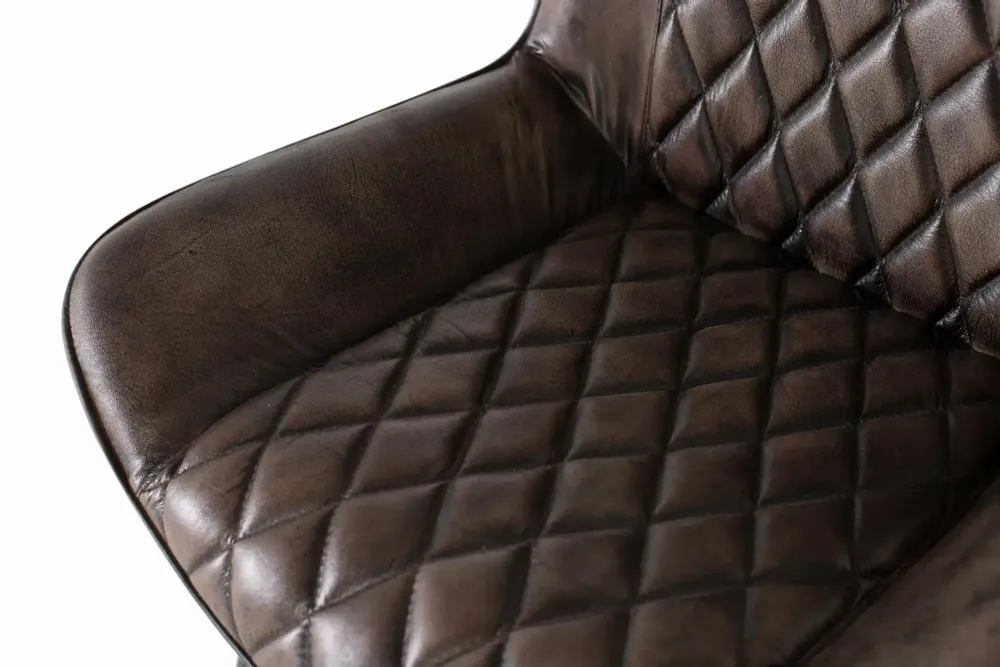 Chaises - Chaise rembourrée en cuir gris cendré - GINER Y COLOMER