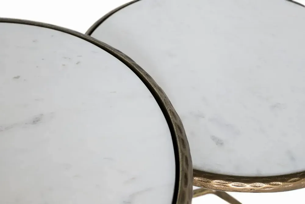 Tables basses - Lot de 2 tables basses rondes dorées et blanches - GINER Y COLOMER