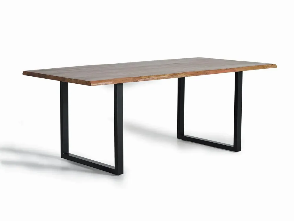Tables Salle à Manger - Table à manger en bois d'acacia naturel et pieds en métal noir - GINER Y COLOMER