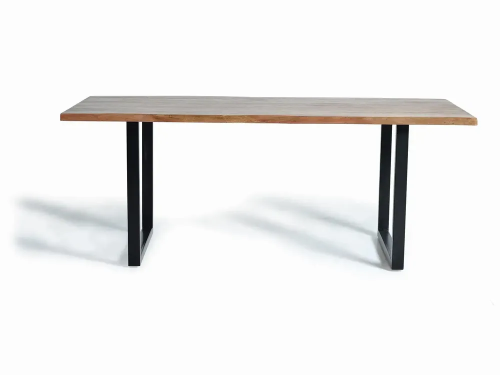 Tables Salle à Manger - Table à manger en bois d'acacia naturel et pieds en métal noir - GINER Y COLOMER