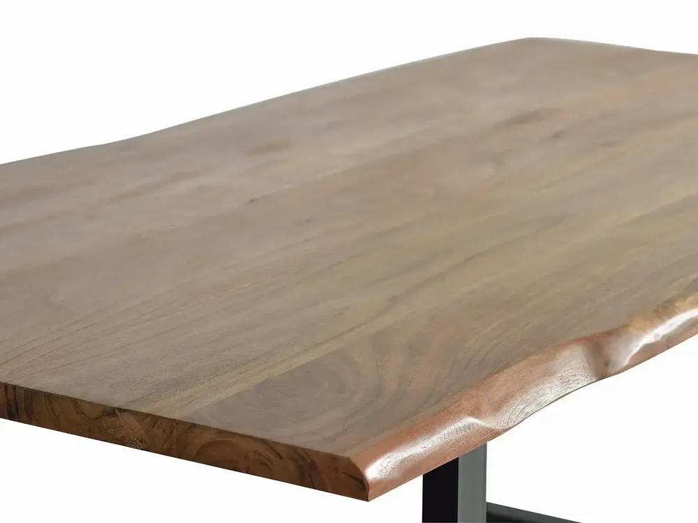 Tables Salle à Manger - Table à manger en bois d'acacia naturel et pieds en métal noir - GINER Y COLOMER