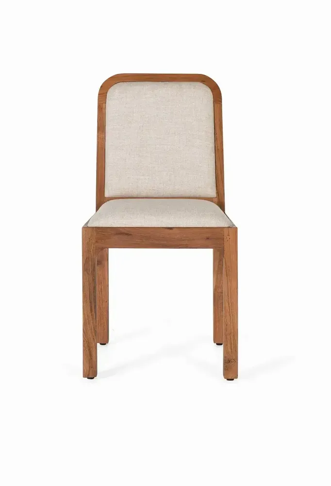 Chairs - Set of 2 chairs in acacia wood and beige fabric - GINER Y COLOMER