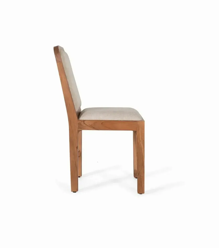 Chairs - Set of 2 chairs in acacia wood and beige fabric - GINER Y COLOMER