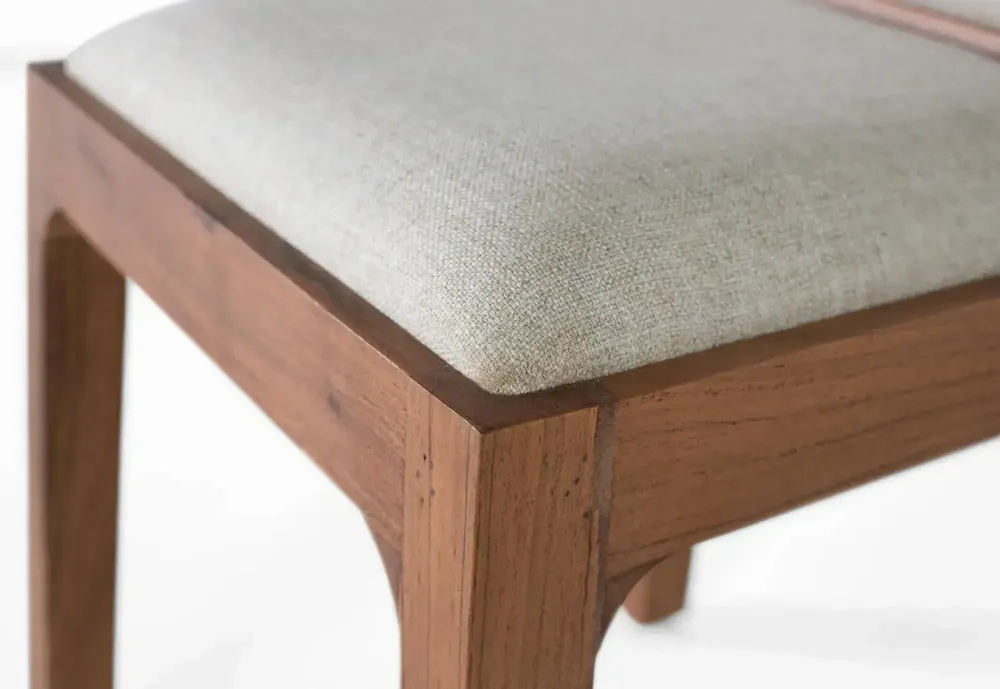 Chairs - Set of 2 chairs in acacia wood and beige fabric - GINER Y COLOMER