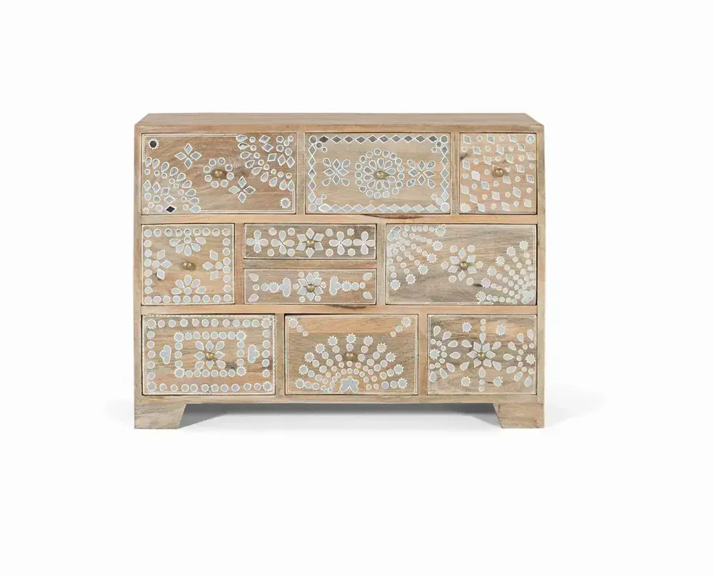 Commodes - Commode à dix tiroirs en bois de manguier - GINER Y COLOMER