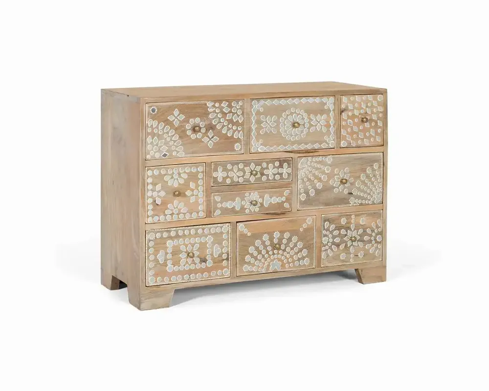 Commodes - Commode à dix tiroirs en bois de manguier - GINER Y COLOMER
