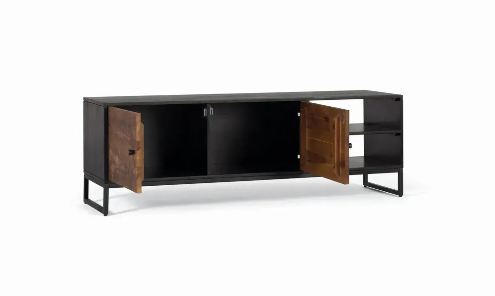 Meubles TV - Meuble TV bois palissandre et manguier marron et métal - GINER Y COLOMER