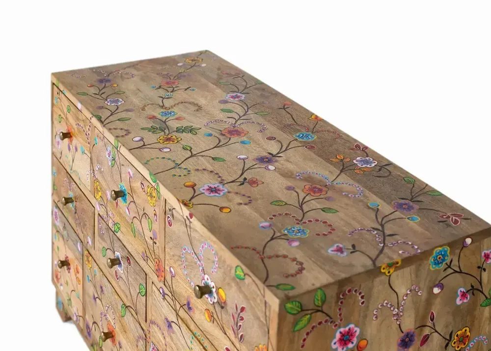Chests of drawers - Chest of drawers with 10 hand-carved drawers in mango wood - GINER Y COLOMER