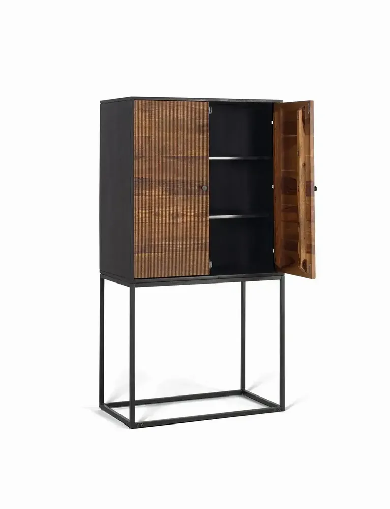 Wardrobe - Mango wood and metal wardrobe - GINER Y COLOMER