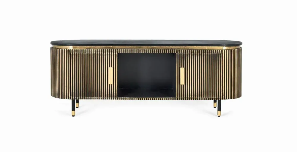 Meubles TV - Meuble TV en manguier et bronze 150cm - GINER Y COLOMER
