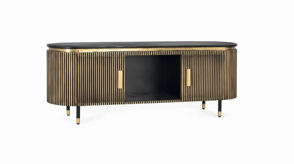 Meubles TV - Meuble TV en manguier et bronze 150cm - GINER Y COLOMER